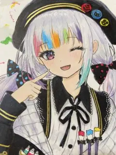 m*e様 月代ユキ 魔法少女ノ魔女裁判 まのさば 手描きイラスト 色紙