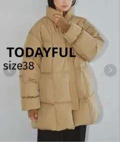 TODAYFUL スタンドカラーダウンジャケット 38 ベージュ