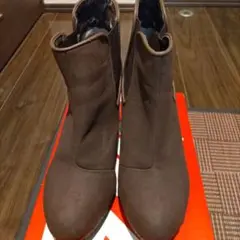 ブラウン ウェッジブーツ サイドゴア　L L