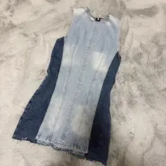 【即発送】ZARA デニム ノースリーブミニワンピース　S