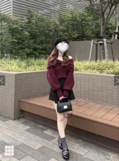 緞帶領露肩針織上衣 [mb1600]