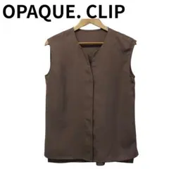 オーペクドットクリップ ノースリーブブラウンシャツ ベスト　レディース　S