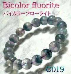 【C019】バイカラーフローライト天然石ブレスレット 精神安定 能力を高める