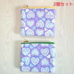 【手作り】ハートと花模様　小銭入れ　2個セット
