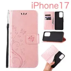 iPhone17 アイフォン17 手帳型 ケース 可愛い 高級感 ピンクゴールド