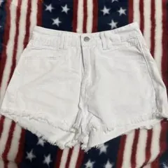 ホワイト デニム ショートパンツ フリンジ