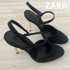 ZARA スエード　バックストラップ　パンプス　ブラック　36