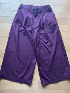 パンツ ワイドパンツ ズボン ボトムス ハイウエスト パープル 紫 えんじ色