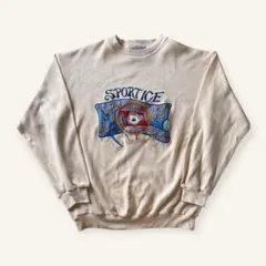 90s ICEBERG クルーネック トレーナー スウェット くま 刺繍 M