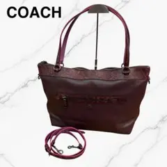 【希少】コーチ トートバッグ レザー 2WAY パイソン型押し ボルドー