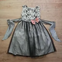 ☆Motherways☆ホワイト×グレーチュールドレスワンピース☆美品１５０☆