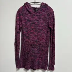 【希少】rue21 ギミック ニットパーカー Y2K グランジ ピンク×ブラック