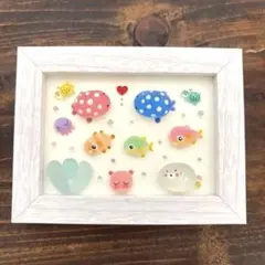 天然シーグラス ハンドメイド 海の生き物 立体アート　NO.91