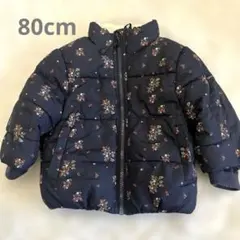 プティマイン　80cm 撥水加工　中綿ジャケット　ネイビー　花柄