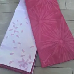 花柄 半幅帯 ピンク 赤