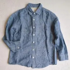 ナノユニバース◇リネンブレンドメンズシャツ ナチュラル シンプル 春夏 S