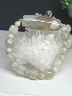 天然石　高品質　グリーン桜瑪瑙ブレスレット　天珠　瑪瑙専門店購入⭐️1751