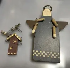 木製 天使と小屋のオーナメントセット