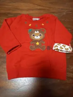 ミキハウス 赤 クマ トレーナー 80