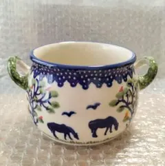 絵付き　ボタニカル　大型植木鉢カバー 直径23.5ｃｍ　高さ20ｃｍ　鳥　オウム 絵付き ボタニカル 大型植木鉢カバー 直径23.5cm 高さ20cm 鳥