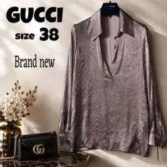 新品❤️GUCCIラメ スキッパーブラウス 38 イタリア製シャンパンブロンズのサムネイル