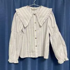 H&M フリル付き長袖ブラウス US 6/7