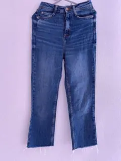 ZARA ダークブルー ストレートデニム ハイウエスト