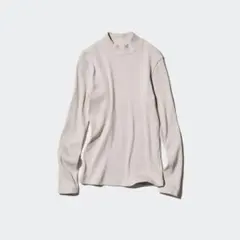 【同梱400円】UNIQLO　リブハイネックT　Lサイズ　ホワイト