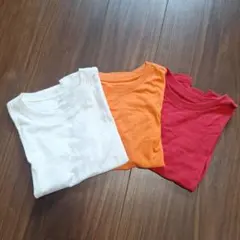 130サイズ Tシャツ 3枚セット（ホワイト, オレンジ, レッド）