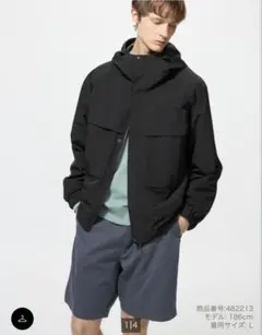【美品】ユニクロ　ウインドプルーフスタンドブルゾン ブラック 3XL