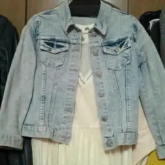 淡いウォッシュブルー長袖ジージャンステンカラー韓国製Ｓ７号