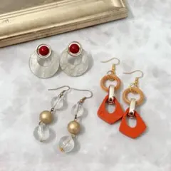 P42ハンドメイドピアス　個性的　大ぶり　ニュアンス まとめ売り　エスニック　金