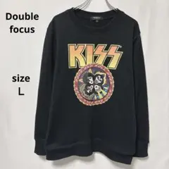 ダブルフォーカス / スウェット 長袖 KISS プリント ブラック Ｌ