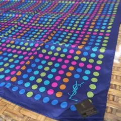 イヴサンローラン柄・カラフルポップ・ドット柄・大判・約50cm・ハンカチ１枚