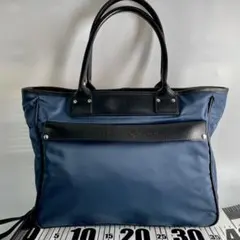 ✨良品✨Felisi フェリージ トートバッグ ナイロン×レザー ネイビー系 袋