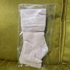 かかと用グレーピンク リブ編みソックス