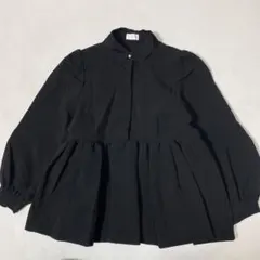 Sono ソーノ ハミングギャザーブラウス パールボタン ブラック