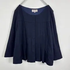 アデュートリステス　ノーカラージャケット　七分袖　ネイビー　40サイズ