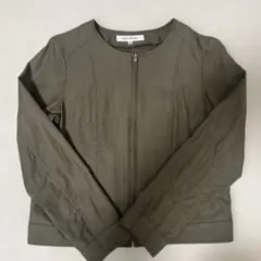 NATURAL BEAUTY BASIC ノーカラージャケット M カーキ