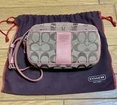 COACH コーチ　ボディバッグ　シグネチャー　ウエストポーチ　ピンク