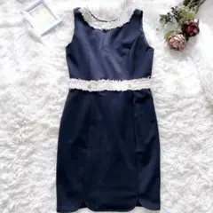 Rady 配色バイカラーノースリーブワンピース　ネイビー紺タイトM