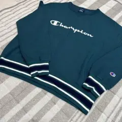 Champion ダークグリーン クルーネック トレーナー L