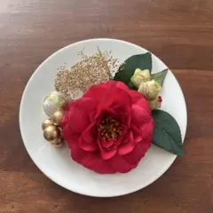 再販開始！人気！かわいいシンプル和モダン＊椿の髪飾り＊ かすみ草 和玉ピン付き