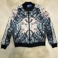adidas アディダス L トラックジャケット　花柄　ボタニカル柄　青系