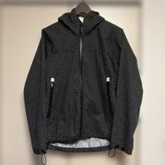 VOO ドット柄 フード付マウンテンパーカー ウィンドブレーカー ブラックS