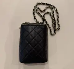 ブラック キルティングレザー ショルダーバッグのサムネイル
