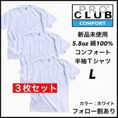 新品未使用 プロクラブ 5.8oz コンフォート 無地半袖Tシャツ 白3枚 L