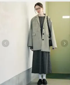 THE YOn ザヨン フィンガーホールチェックワンピース ロング フリー