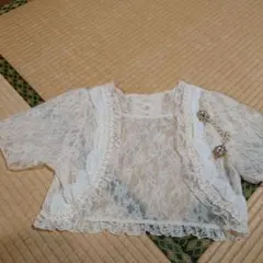 アイボリー レース 半袖　ボレロ　Mサイズ