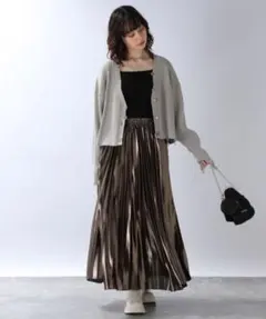 【JEANASIS】グリッタープリーツロングスカートS